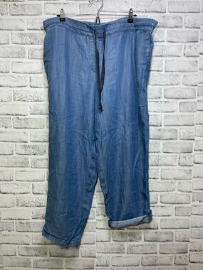 Talbots Tencel Drawstring Roll Tab Cuff High Waist Pants 20W